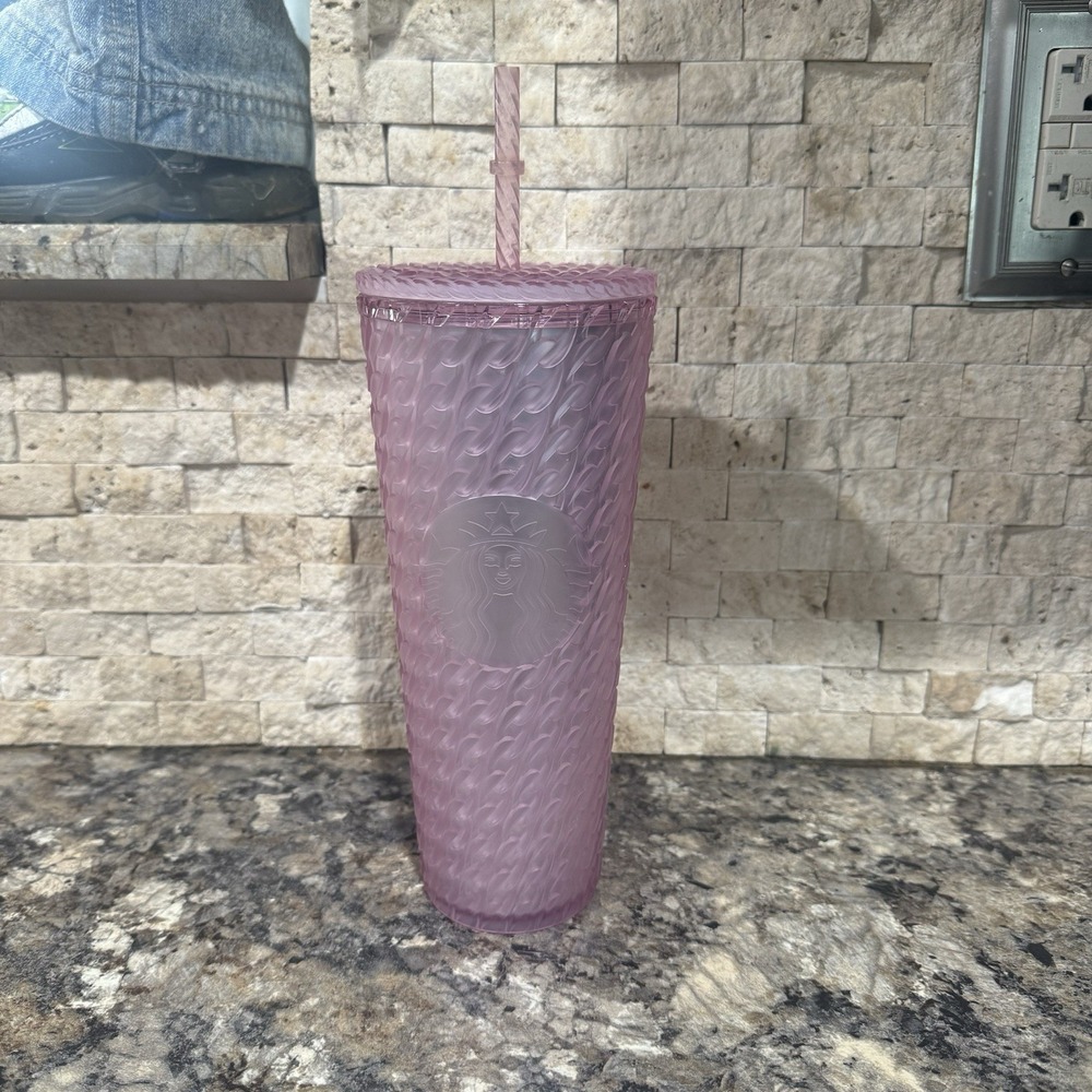 Starbucks Matte Light Pink Chain Link Soft Touch Venti Tumbler Cup ~ 24oz